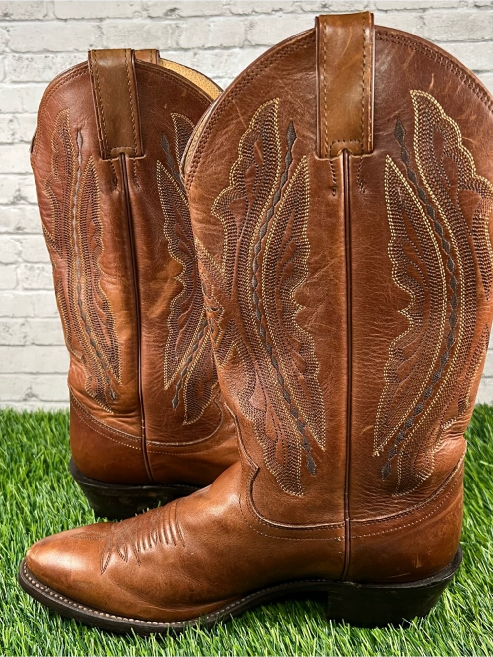 VTG MENS JUSTIN COWBOY BROWN BOOTS SIZE 9 D - Picture 8 of 10